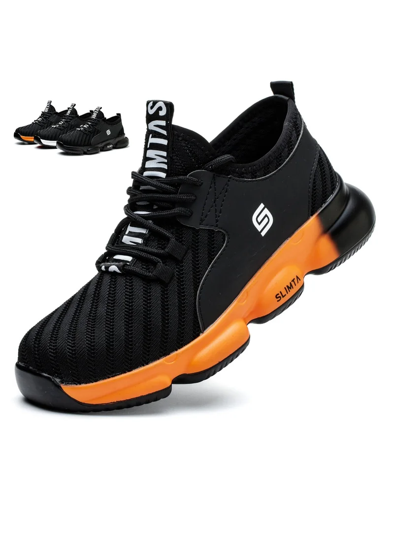 SLIMTA SLIMTA Men Women Safety Shoes Non-Slip Steel Toe Cap Trainers with Breathable Mesh Lightweight Comfortable Puncture Proof Industrial Shoes